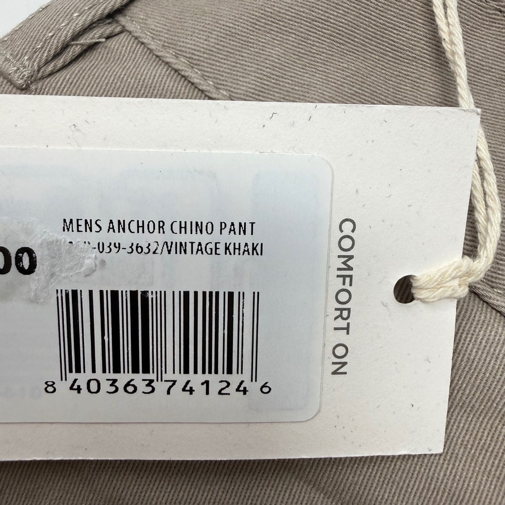 FREE FLY Mens Anchor Chino Pants Vintage Khaki Comfort‎ Stretch Size 36x32 NEW - Picture 4 of 6